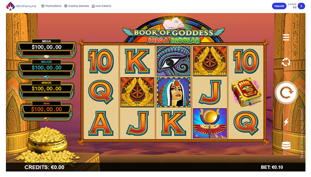 Screenshot showing how the Mega Moolah jackpot at iWin Fortune Casino isn't working, indicating a pirated game